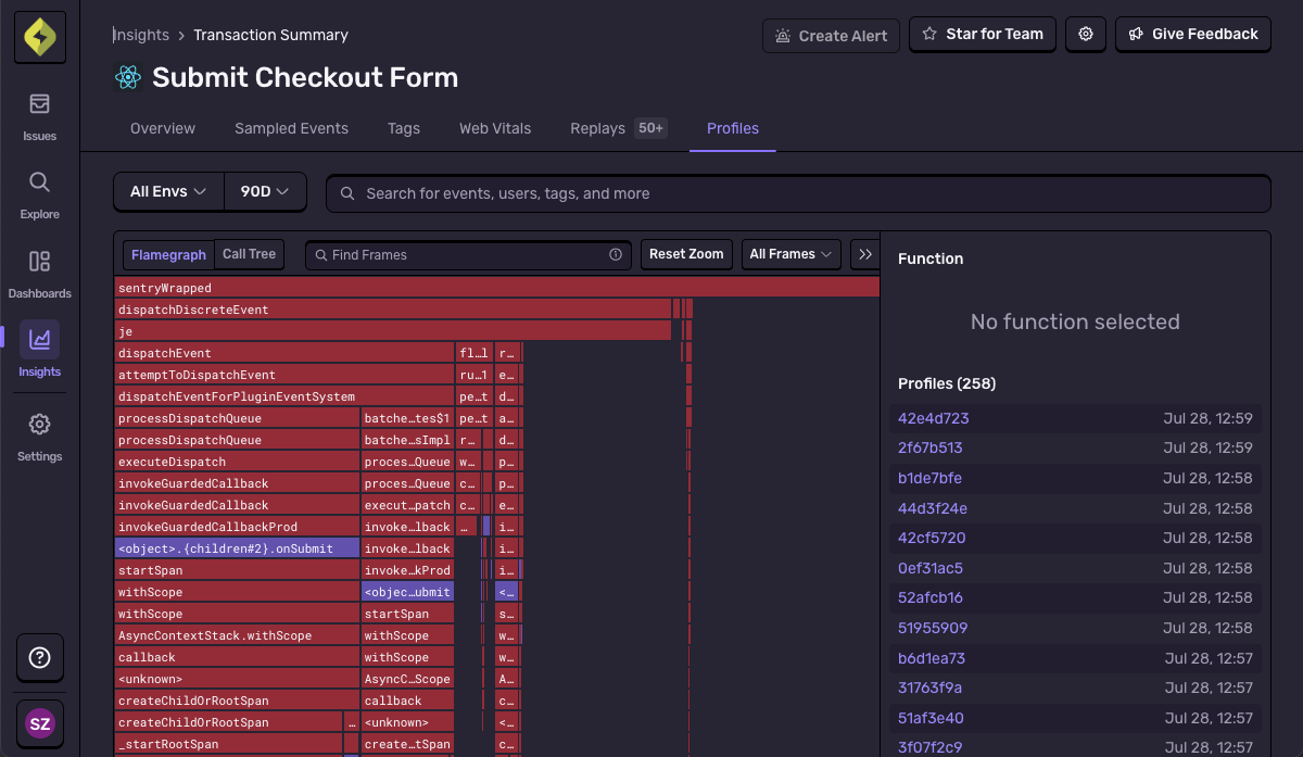 Debug app performance down to the code level