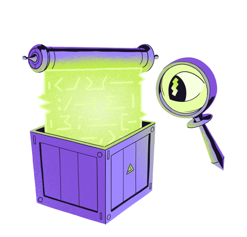 Data scrubbing in progress, represented by a box and magnifying glass.