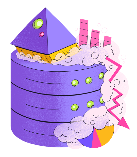 Illustration of a sponge scrubbing a data disc to represent data scrubbing.
