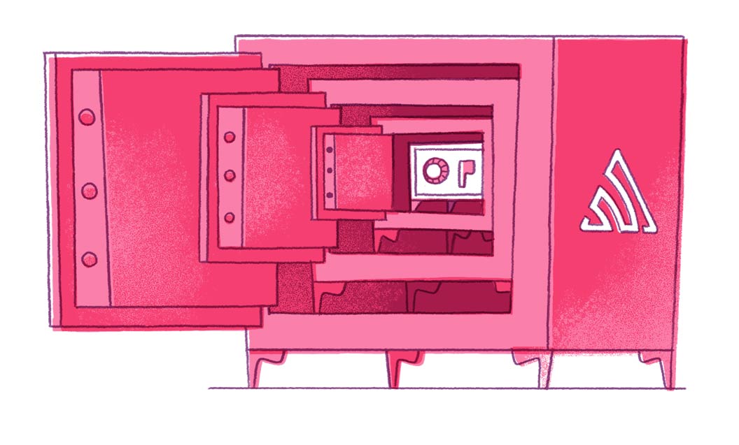 Open safe illustration representing Sentry's commitment to data protection and transparency.