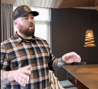 Speaker gesturing during a talk.